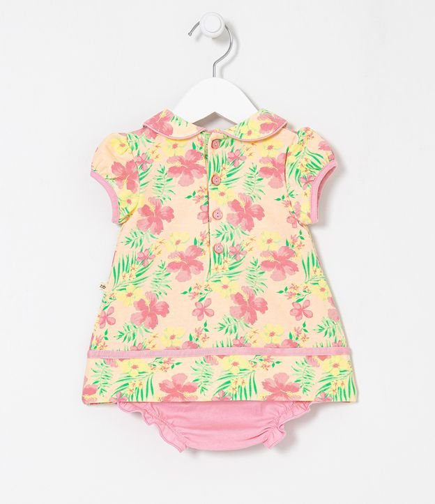 Vestido Body Infantil con Estampado Floral - Talle 0 a 18 meses Rosado 2