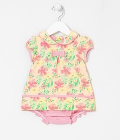 Vestido Body Infantil con Estampado Floral - Talle 0 a 18 meses