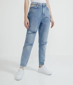 Calça Mom Jeans com Recorte Vazado na Lateral
