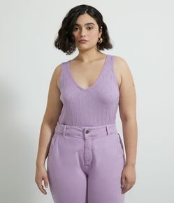 Blusa Cropped  Regata em Tricô Curve & Plus Size
