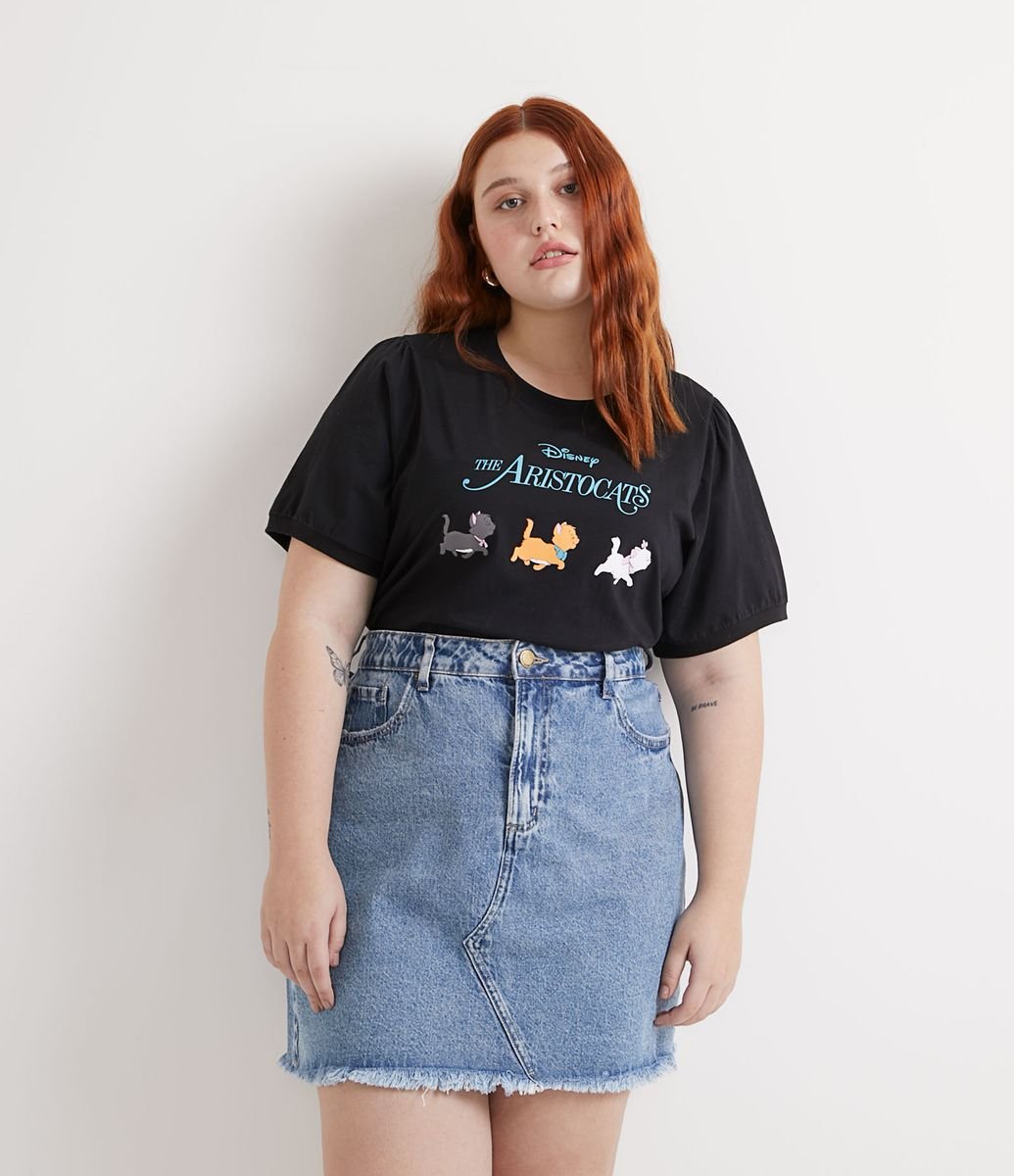 Menor preço em Blusa Manga Curta em Algodão com Estampa Aristocats Curve & Plus Size