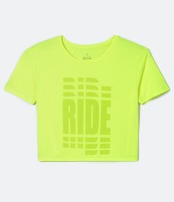Camiseta Esportiva em Poliamida com Estampa Escrita Ride