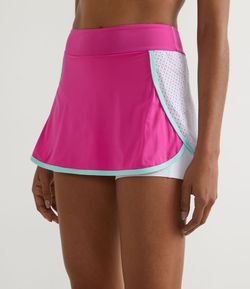 Short Saia Esportivo em Poliamida com Textura Tela e Viés Contrastantes