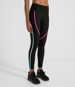 Calça Legging Esportiva em Poliamida com Viés Contrastante