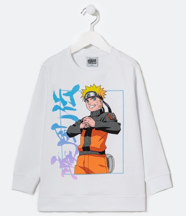 Blusão Infantil em Moletom Estampa Naruto - Tam 5 a 14 anos Branco Neve 1
