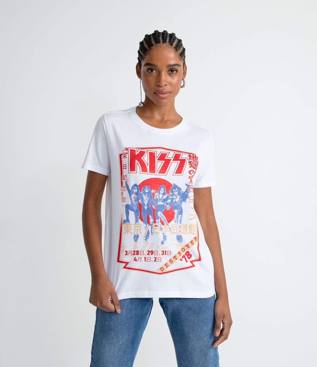 camiseta kiss branca