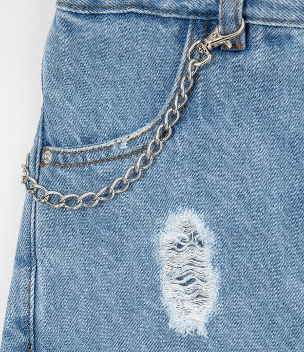 Short Infantil em Jeans com Corrente - Tam 5 a 14 anos Azul 3