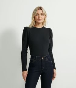 Blusa em Moletom com Manga Longa Bufante