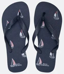 Chinelo de Dedo com Estampa de Barco Náuticos
