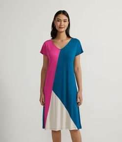 Vestido Manga Curta em Viscolycra com Recortes