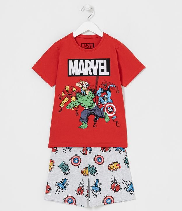 Pijama Infantil Curto Estampa Marvel - Tam 4 a 14 anos