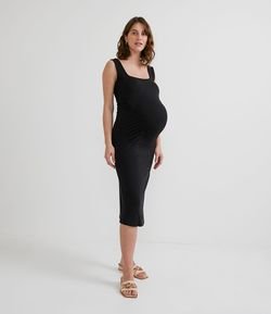 Vestido Midi em Viscose Canelada Maternity