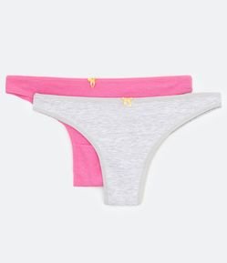 Kit 02 Calcinhas Biquíni Fio Duplo em Algodão com Lacinho Contrastante