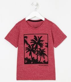 Camiseta Infantil Estampa de Coqueiro - Tam 5 a 14 anos