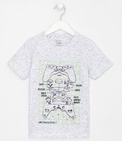Camiseta Infantil Estampa Ficha Técnica Game - Tam 5 a 14 anos