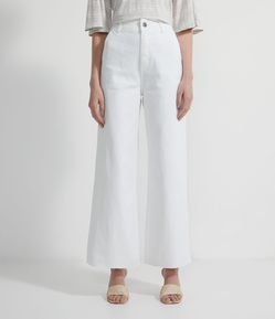 Calça Wide Leg Sarja com Bolso Faca