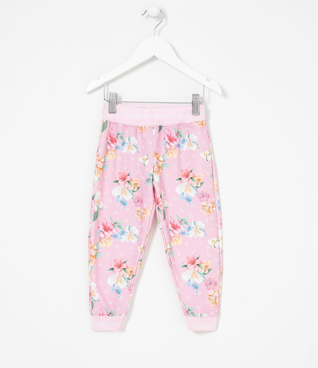 Calça Jogger Infantil em Molecotton Estampa Floral - Tam 1 a 5 anos Menor preço em Calça Jogger Infantil em Molecotton Estampa Floral - Tam 1 a 5 anos