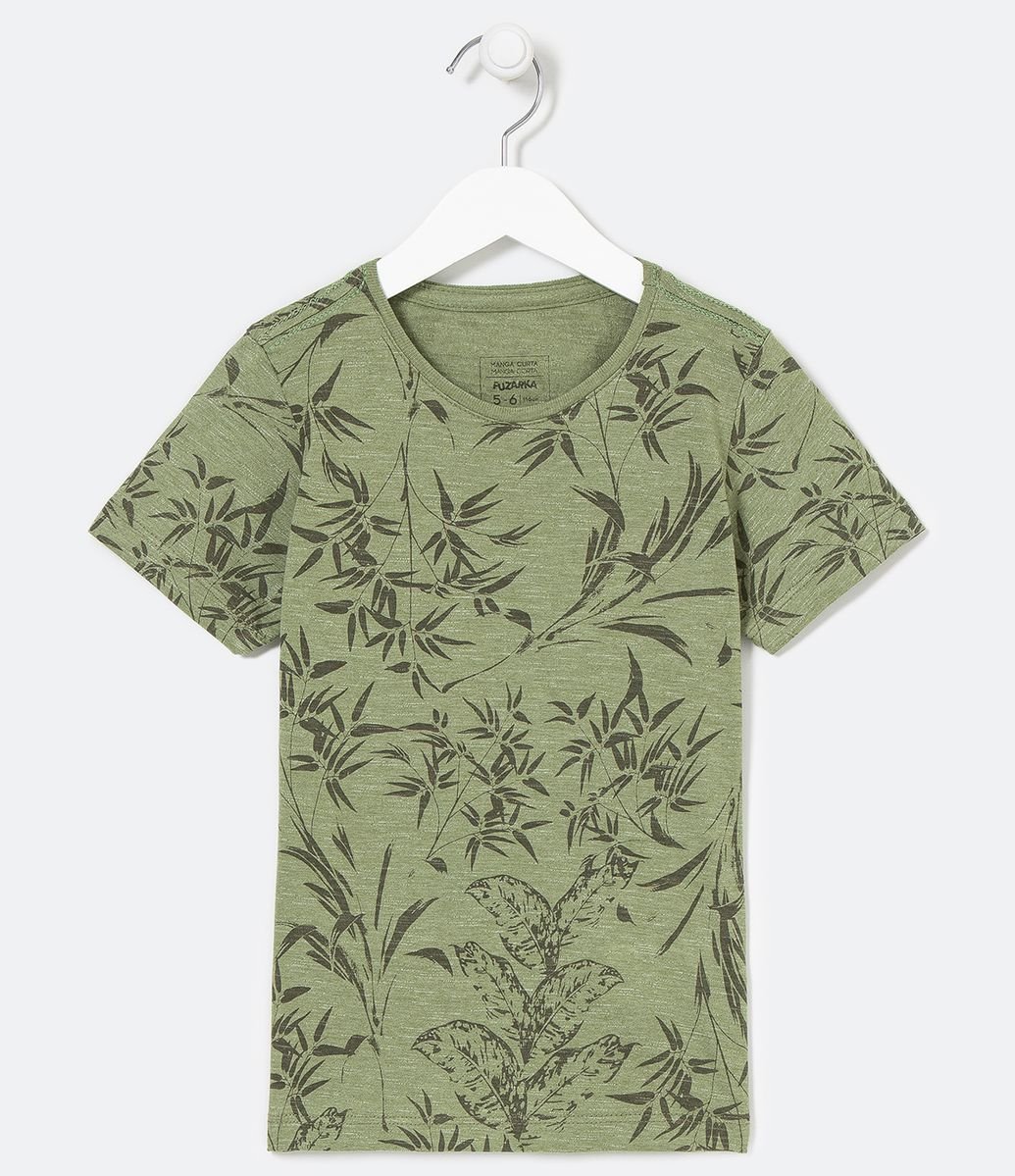 Menor preço em Camiseta Infantil Estampa de Folhagem - Tam 5 a 14 anos