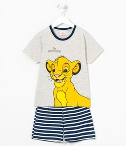 Pijama Infantil Curto com Estampa Localizada Simba - Tam 2 a 8 Anos