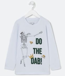 Camiseta Infantil Estampa de Esqueleto - Tam 5 a 14 anos