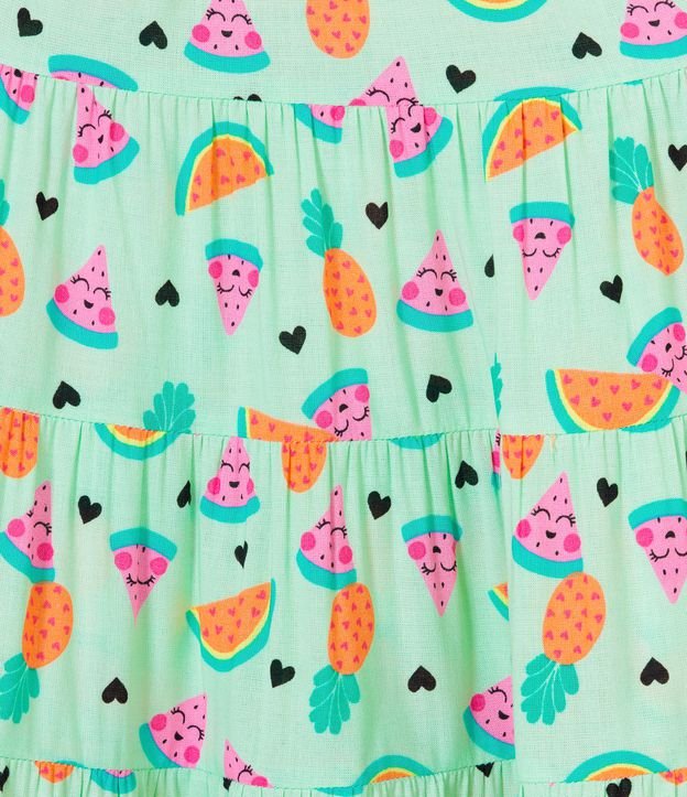Vestido Infantil en Viscosa Marias Estampados de Frutas - Talle 1 a 5 años Verde 3