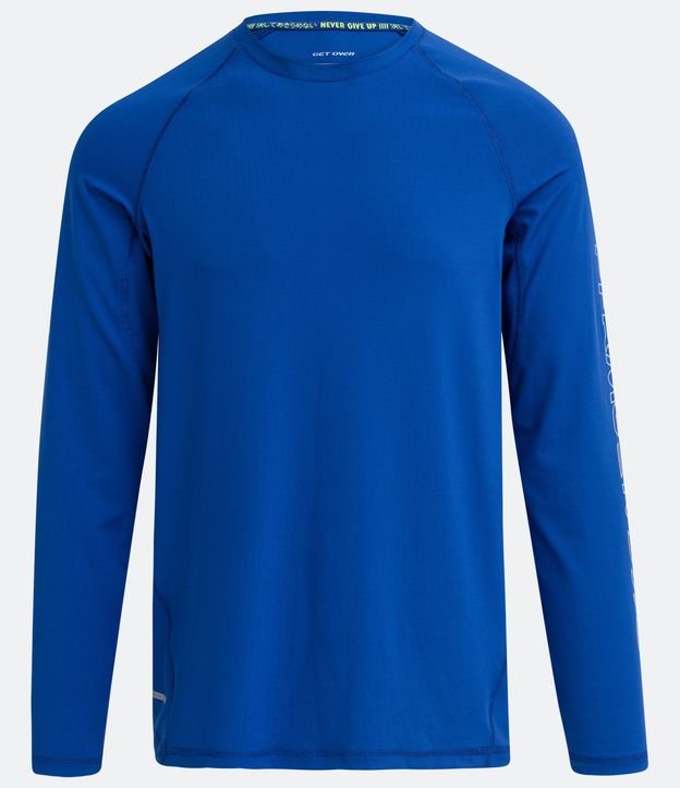 Remera Deportiva Manga Larga con Estampado Reflectivos Azul 5