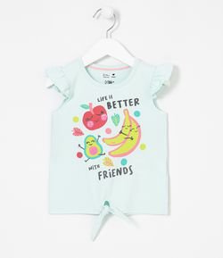 Blusa Infantil Estampa de Frutinhas com Paetês - Tam 1 a 5 anos