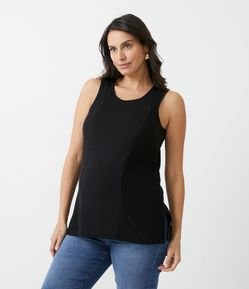 Blusa Regata em Viscose com Detalhe no Peito em Zíper para Amamentação Maternity