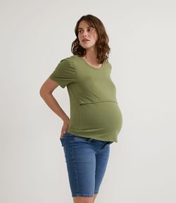 Blusa em Viscose com Sobreposição Frontal para Amamentação Maternity
