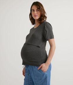 Blusa em Viscose com Sobreposição Frontal para Amamentação Maternity