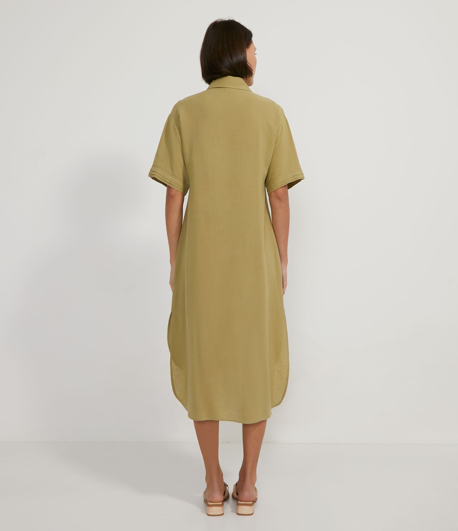 Vestido Midi Chemise em Viscolinho com Manga Curta 2