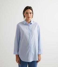 Camisa Alongada em Algodão sem Estampa