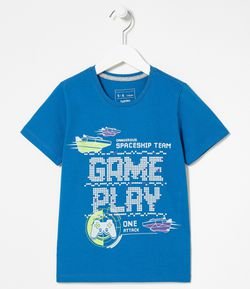 Camiseta Infantil Manga Curta Estampa Game Play - Tam 5 a 14 anos