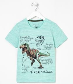 Camiseta Infantil Estampa Dino T-Rex - Tam 5 a 14 anos