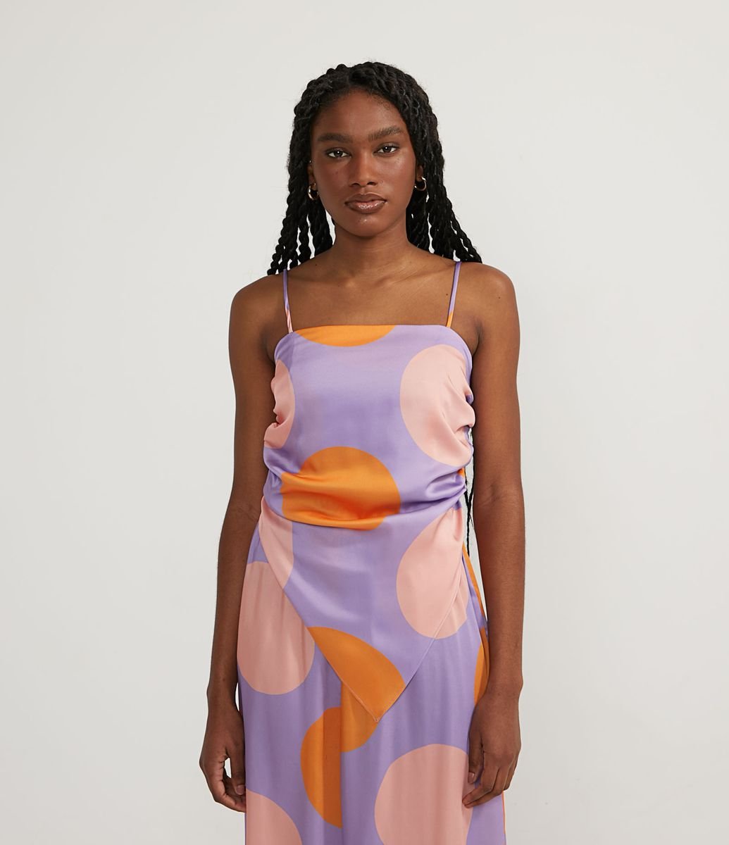 blusa de cetim roxa