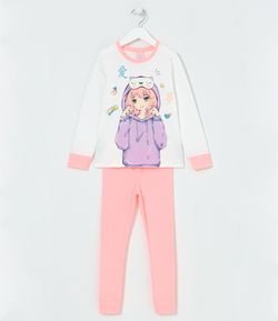 Pijama Infantil Longo Estampa Japonismo - Tam 5 a 14 anos