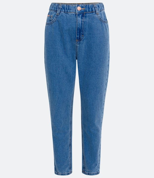 Calça Mom Jeans com Elástico na Cintura Azul 6