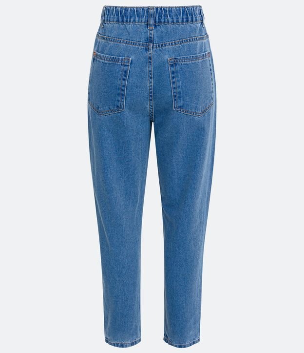 Calça Mom Jeans com Elástico na Cintura Azul 7