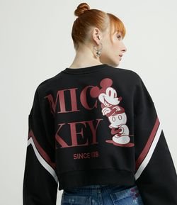 Blusão Fechado em Moletom Estampa Mickey Mouse