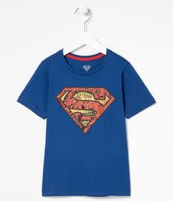 Camiseta Infantil Estampa Logo Super Homem - Tam 5 a 14 anos