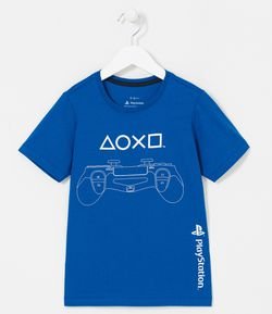 Camiseta Infantil Estampa Controle Playstation - Tam 5 a 14 anos