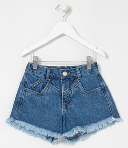 Short Infantil em Jeans com Recortes - Tam 5 a 14 anos