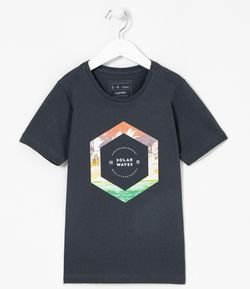 Camiseta Infantil Mini Me Estampa Solar Waves - Tam 5 a 14 anos