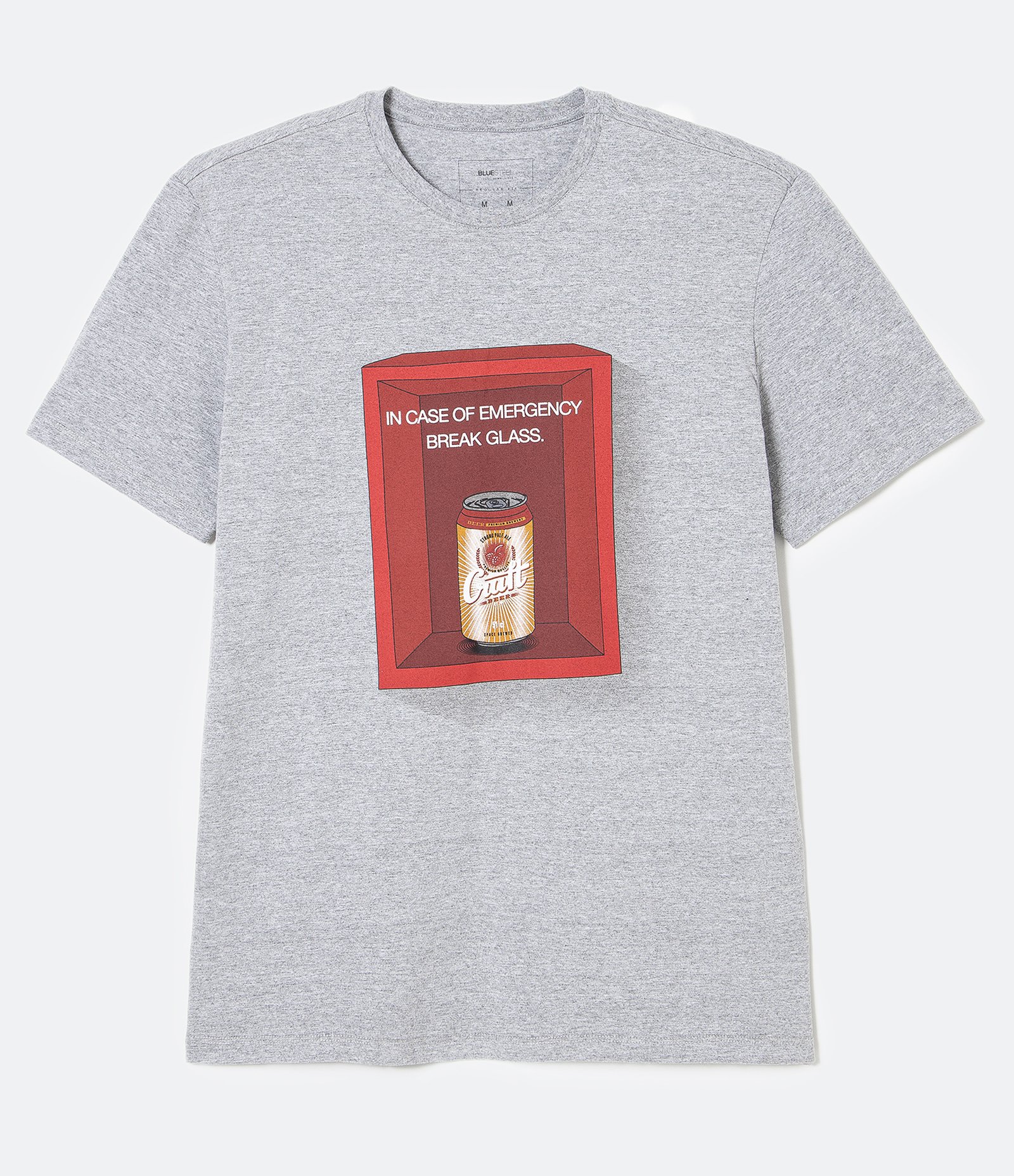 Camiseta Manga Curta em Algodão Estampa Cerveja Cinza Médio 1