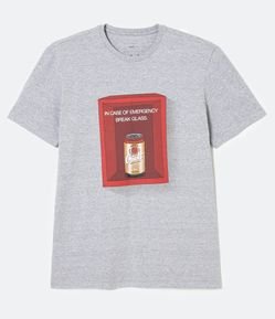 Camiseta Manga Curta em Algodão Estampa Cerveja