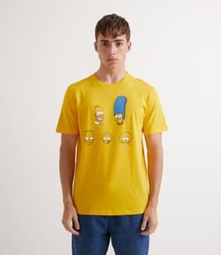 Camiseta Manga Curta com Estampa dos Simpsons