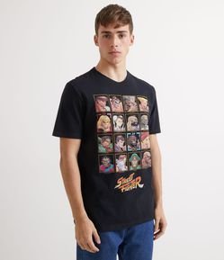 Camiseta Manga Curta com a Tela de Escolha do Street Fighter