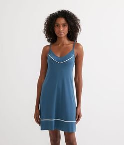 Camisola Curta em Viscolycra com Alcinha e Vivo Contrastante