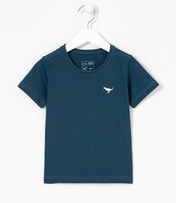 Camiseta Infantil Bordado de Dinossauro - Tam 1 a 5 Anos