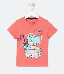Camiseta Infantil Estampa Jacaré no Barril - Tam 1 a 5 anos